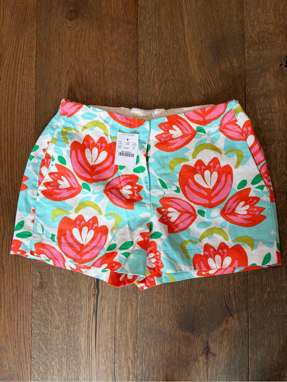 Crewcuts Turquoise Shorts with Coral & Pink Floral Print